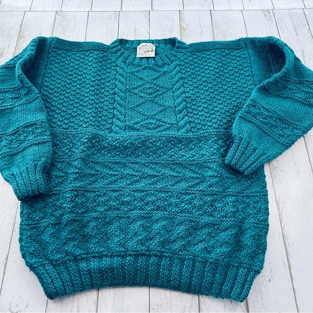 Vintage Aran-style fisherman Wool Sweater Sz 40 L